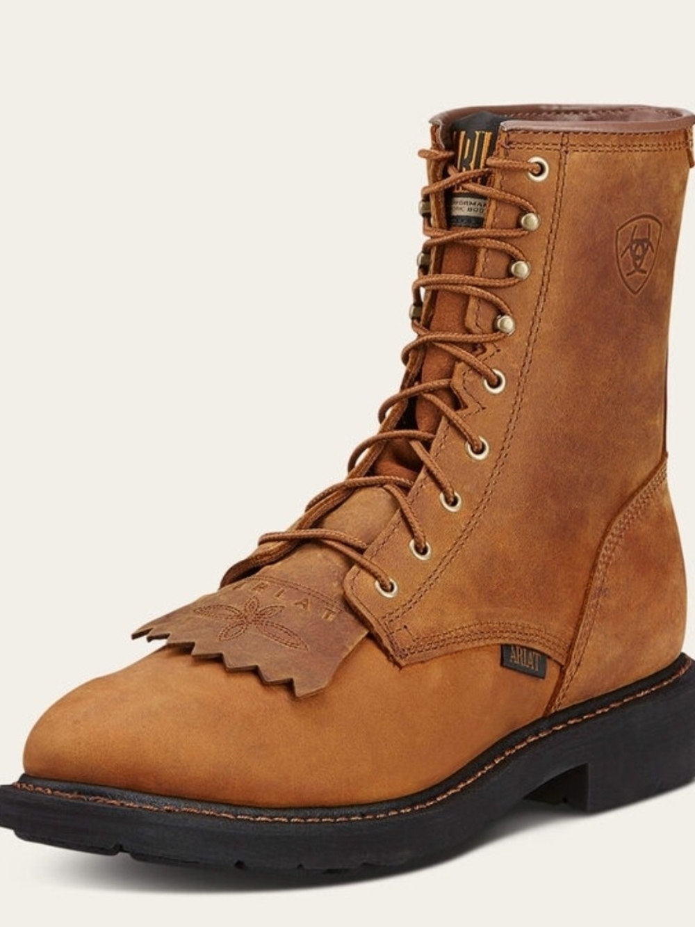 Ariat Men's Cognac/Tan Leather Lace-Up Ranch Boot Size 10.5